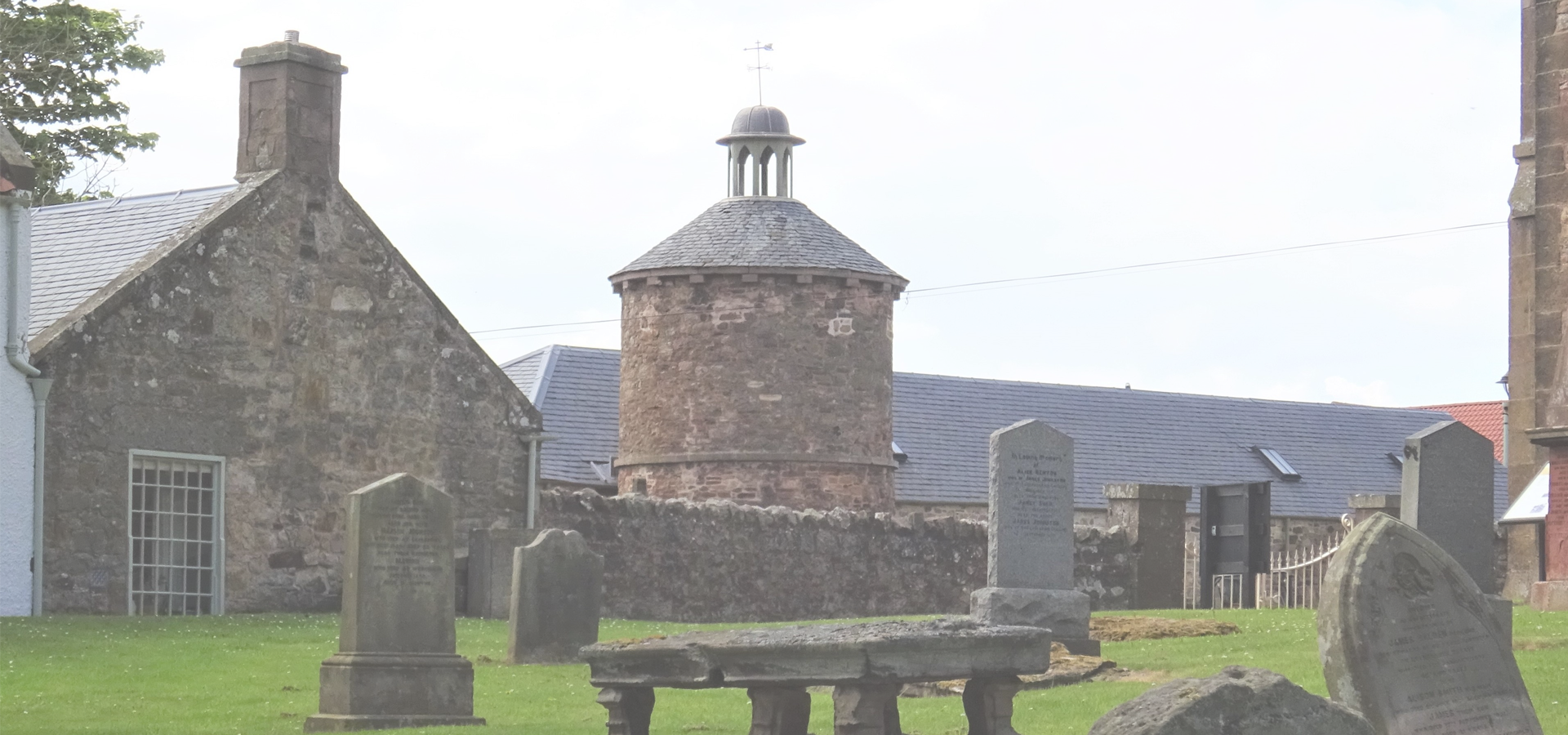 Bolton Churchyard and the doocot, East Lothian